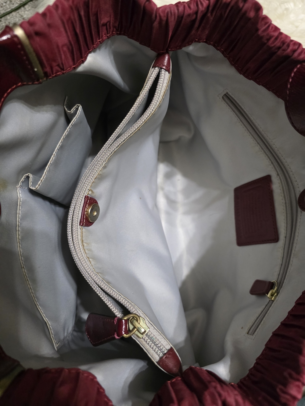 Coach Burgundy Pleated Tote Bag - Picture 5 of 5